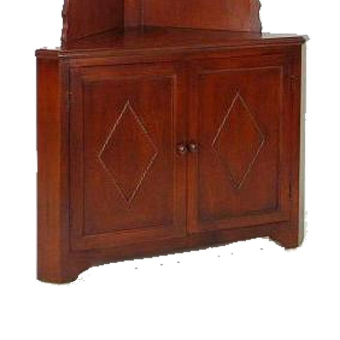 Wooden Corner Bookcase with 3 Shelves and 1 Cabinet, Brown