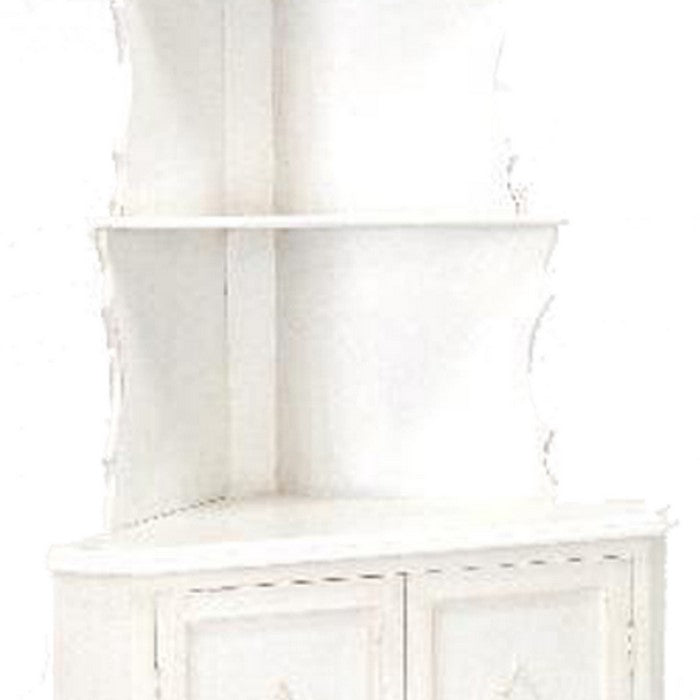 Wooden Corner Bookcase with 3 Shelves and 1 Cabinet, White