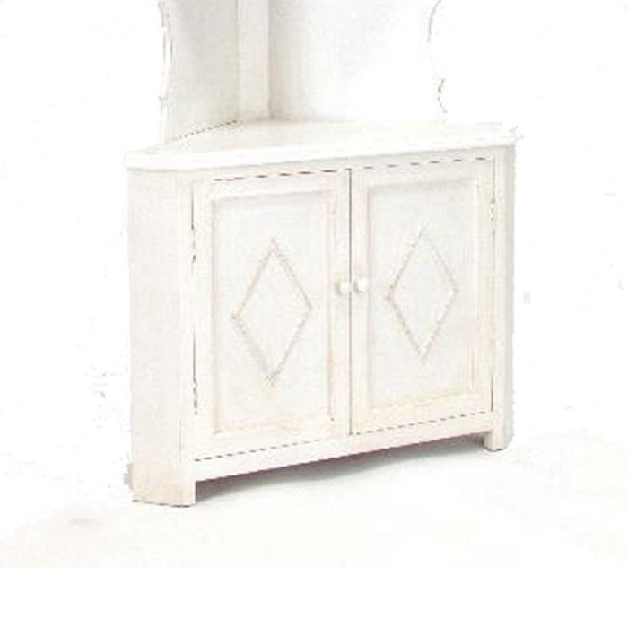 Wooden Corner Bookcase with 3 Shelves and 1 Cabinet, White