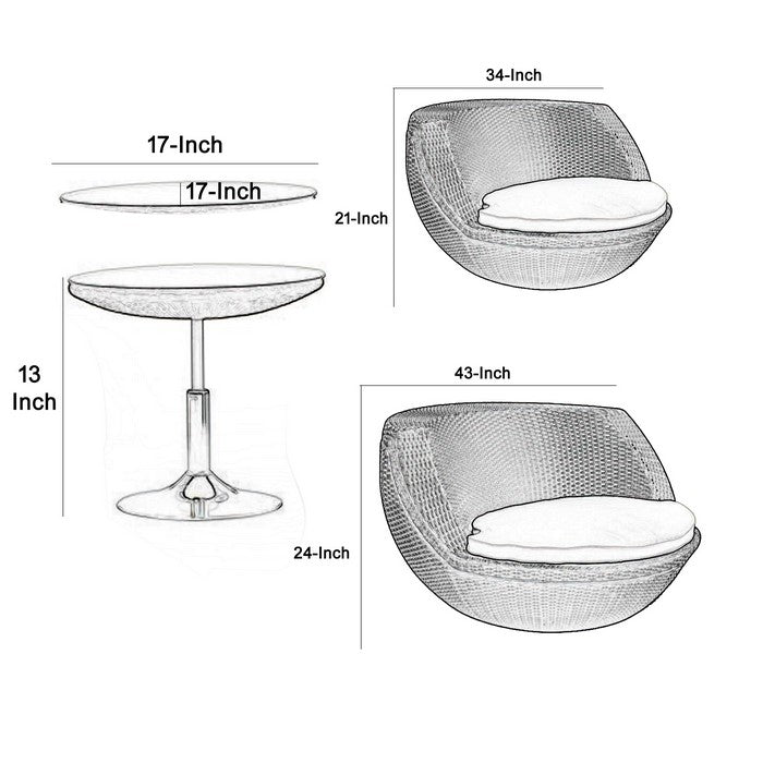 Contemporary Wicker Outdoor Seating with Glass Round Table, Set of 5, Brown