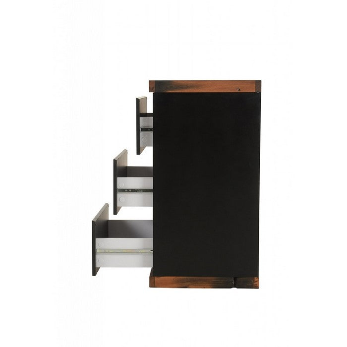 Reclaimed Wood Buffet with 2 Doors and 3 Drawers, Black and Brown