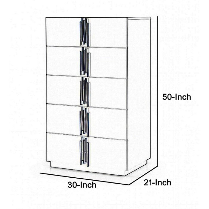 5 Drawer Chest with Multiple Tube Handle, Black and Gold