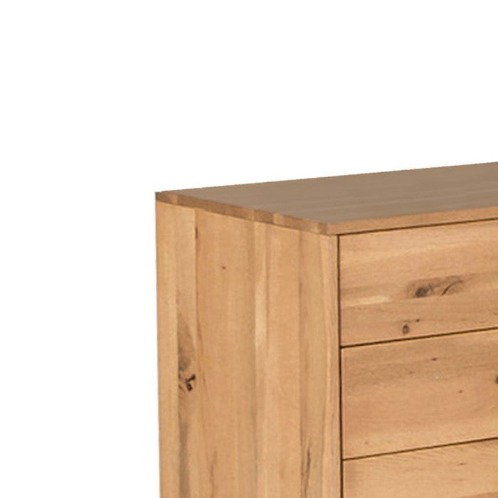 6 Double Dresser with Metal Handles and Slanted Legs, Brown