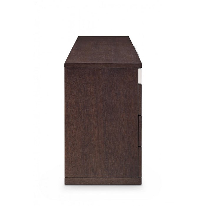 8 Drawer Modern Dresser with Corner Bar Handles, Brown and White