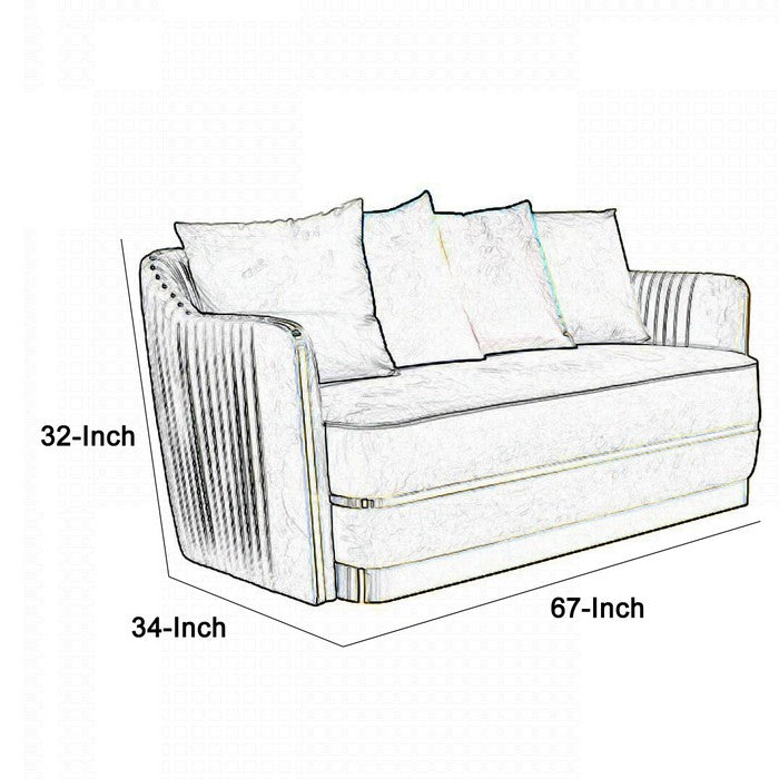Velvet Upholstered Modern Sofa with Pleats and Curved Backrest, Gray