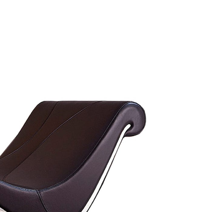 Faux Leather Upholstered Wooden Chaise with Curved Design, Brown