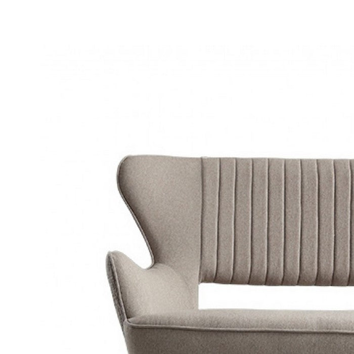 Fabric Upholstered Wooden Sofa with Vertical Channels Winged Back, Gray