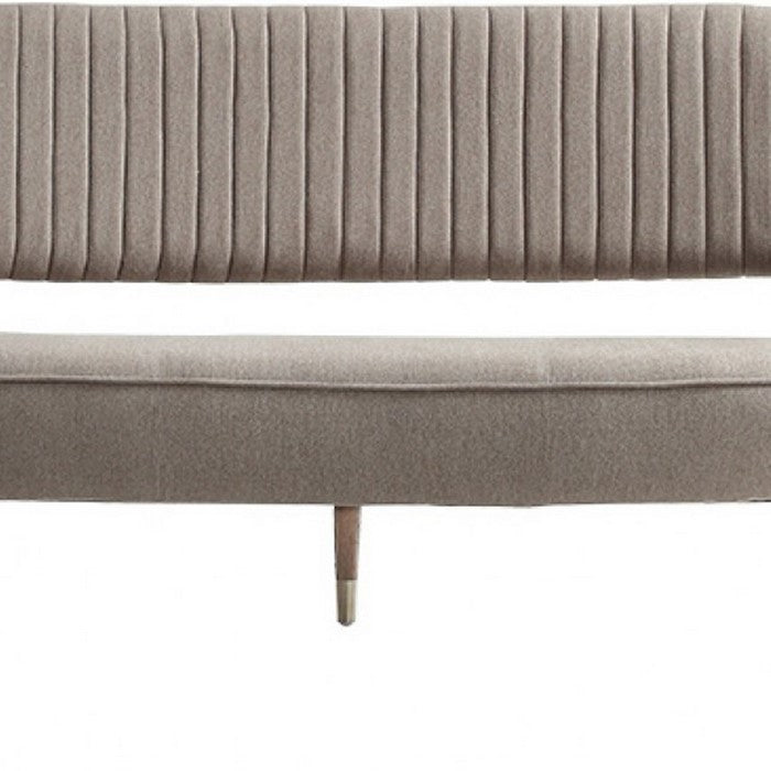 Fabric Upholstered Wooden Sofa with Vertical Channels Winged Back, Gray