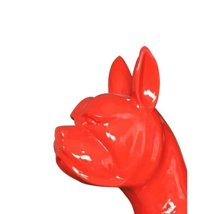 Fiberglass Standing Dog Sculpture with Short Tail, Red