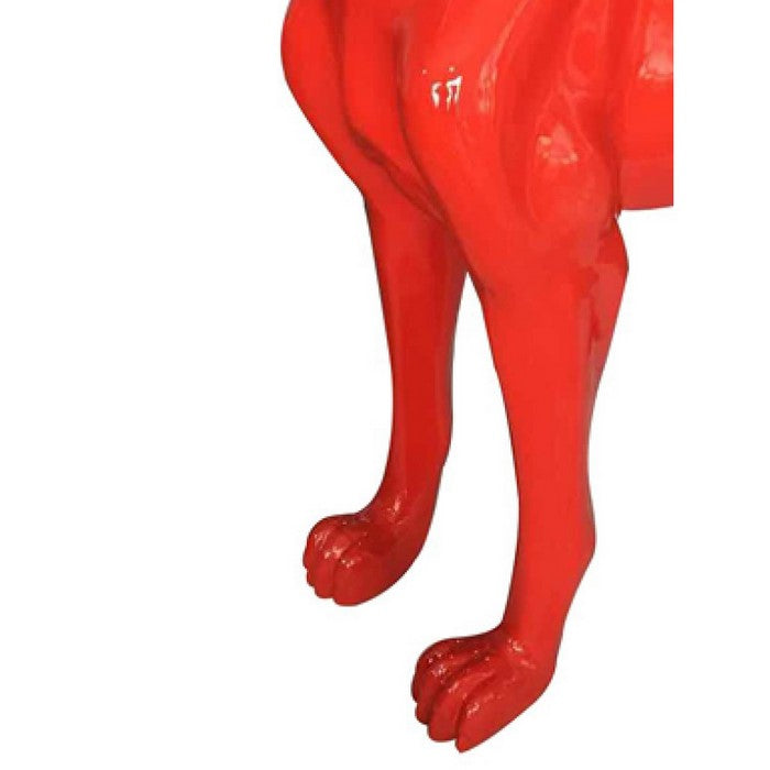 Fiberglass Standing Dog Sculpture with Short Tail, Red