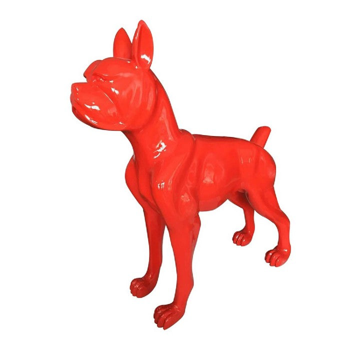 Fiberglass Standing Dog Sculpture with Short Tail, Red