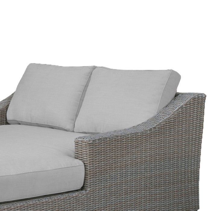 Contemporary Wicker Sunbed with Cushion Seating and Pillows, Brown