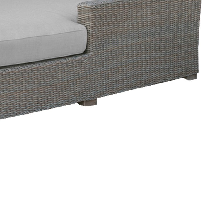 Contemporary Wicker Sunbed with Cushion Seating and Pillows, Brown
