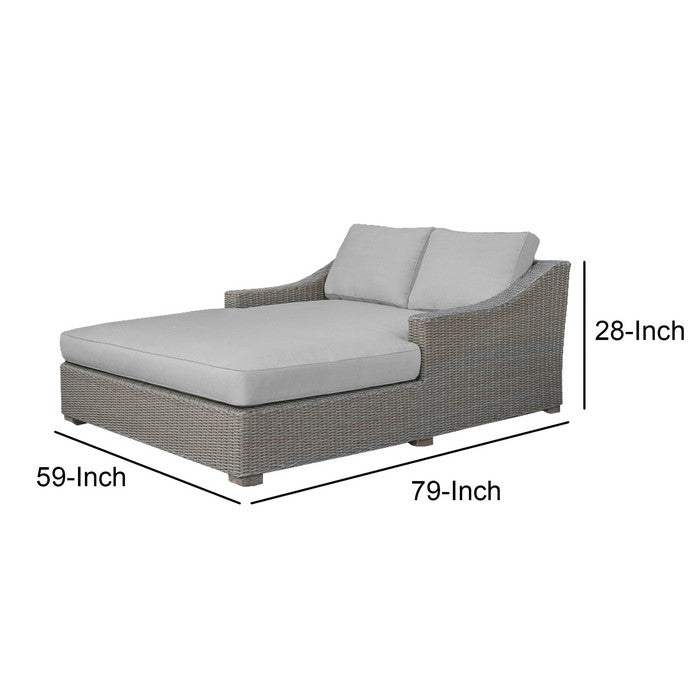 Contemporary Wicker Sunbed with Cushion Seating and Pillows, Brown