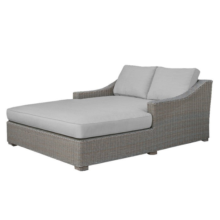 Contemporary Wicker Sunbed with Cushion Seating and Pillows, Brown