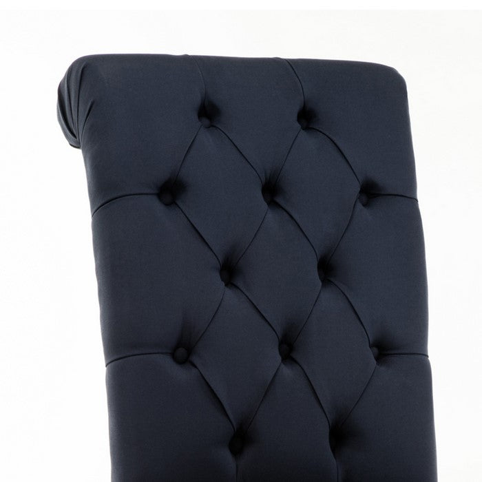 Contemporary Dining Chair with Button Tufted Scroll Back, Set of 2, Blue
