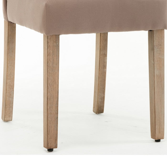 Contemporary Dining Chair with Button Tufted Scroll Back, Set of 2, Brown