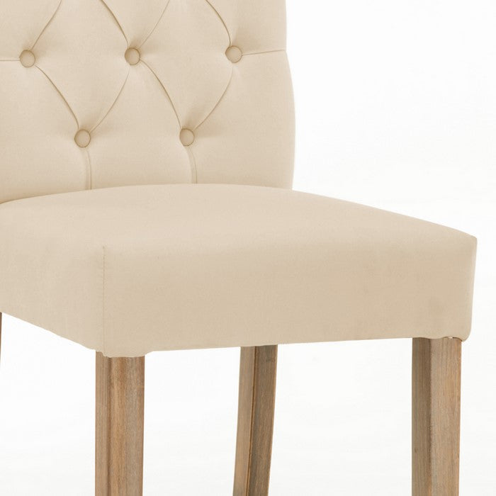 Contemporary Dining Chair with Button Tufted Scroll Back, Set of 2, Cream