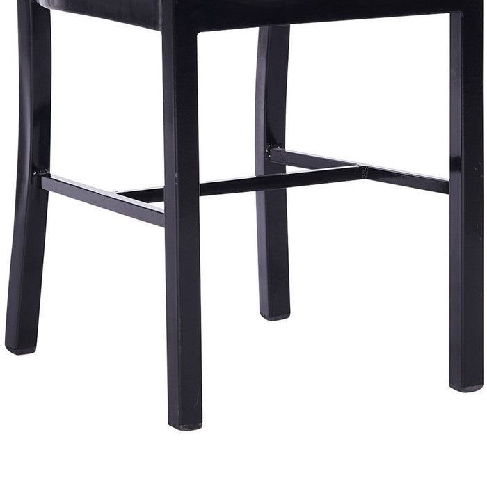 Industrial Metal Dining Chair with Slatted Backrest, Set of 2, Black