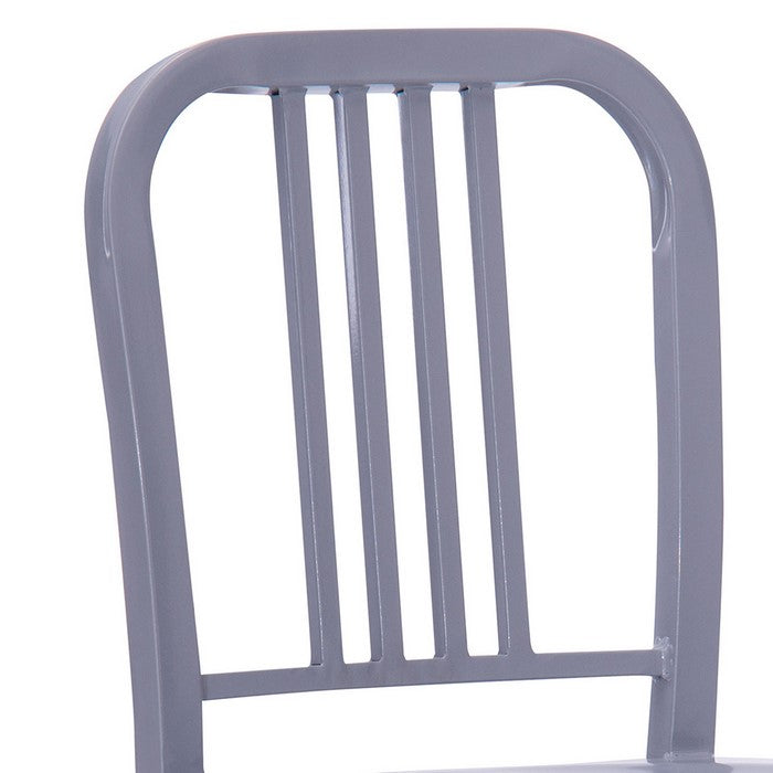 Industrial Metal Dining Chair with Slatted Backrest, Set of 2, Gray