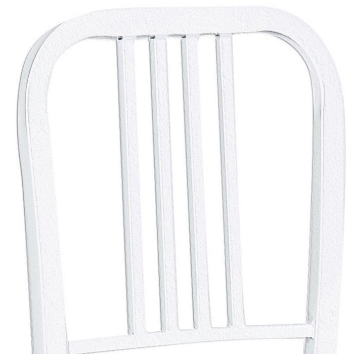 Industrial Metal Dining Chair with Slatted Backrest, Set of 2, White