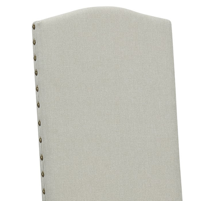 Camelback Fabric Upholstered Dining Chair with Nailheads, Set of 2, Gray