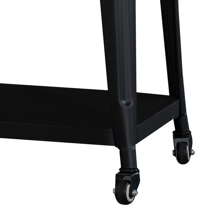 Industrial Style 3 Tier Metal Serving Cart with Casters, Black