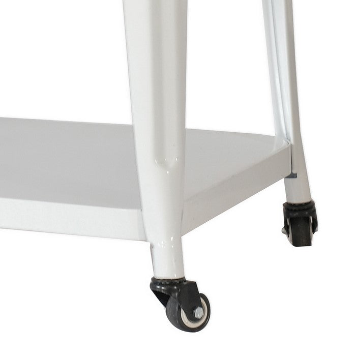Industrial Style 3 Tier Metal Serving Cart with Casters, White