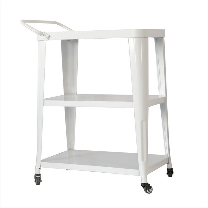 Industrial Style 3 Tier Metal Serving Cart with Casters, White