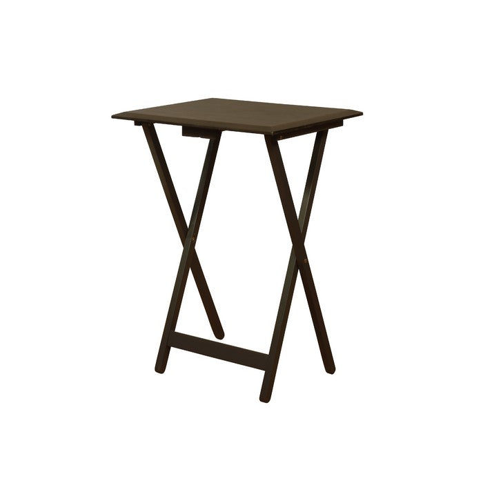 4 Piece Wood and Metal Frame Tray Table with Stand, Dark Gray