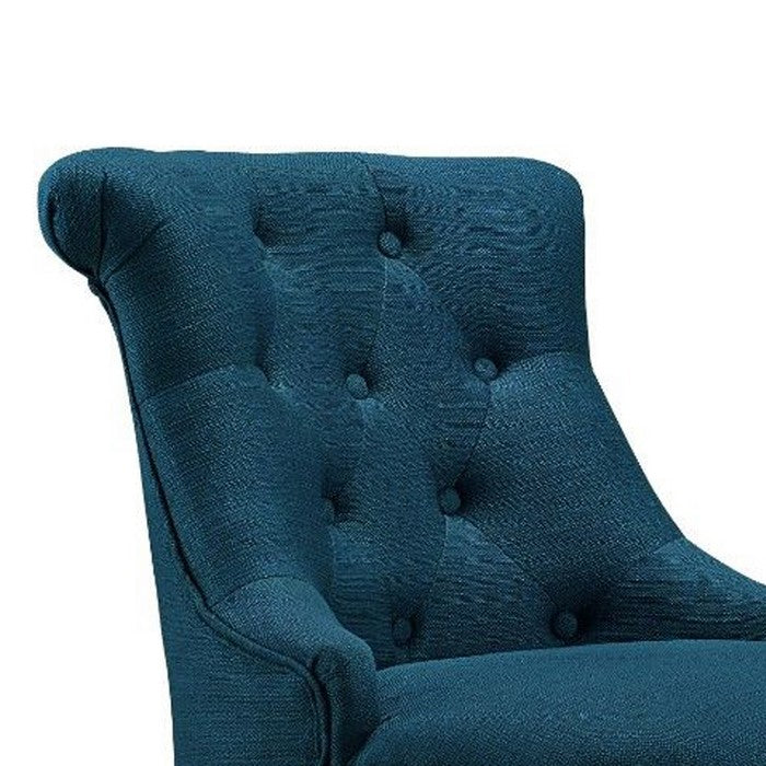 Nailhead Trim Fabric Upholstered Office Chair with Adjustable Height, Blue