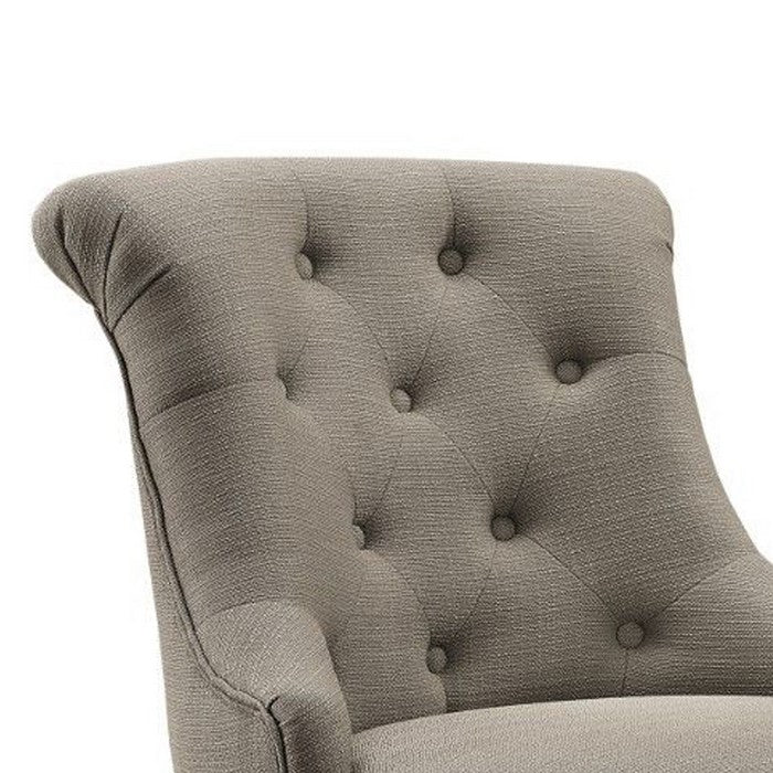 Nailhead Trim Fabric Upholstered Office Chair with Adjustable Height, Gray