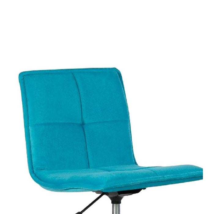 Tufted Fabric Upholstered Metal Frame Office Chair with Casters, Blue
