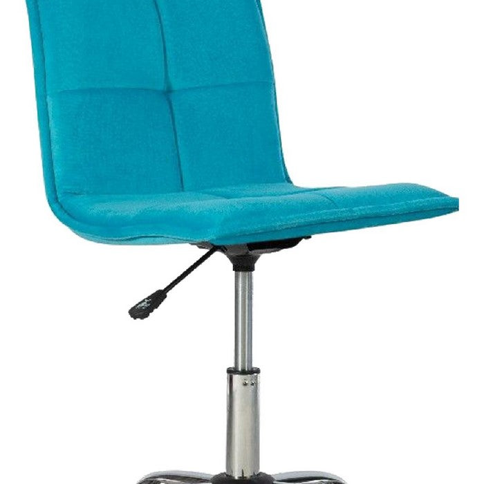 Tufted Fabric Upholstered Metal Frame Office Chair with Casters, Blue