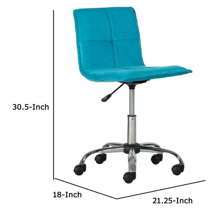 Tufted Fabric Upholstered Metal Frame Office Chair with Casters, Blue