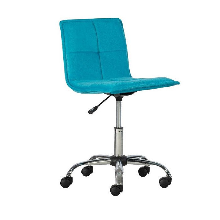 Tufted Fabric Upholstered Metal Frame Office Chair with Casters, Blue