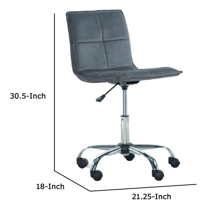 Tufted Fabric Upholstered Metal Frame Office Chair with Casters, Gray