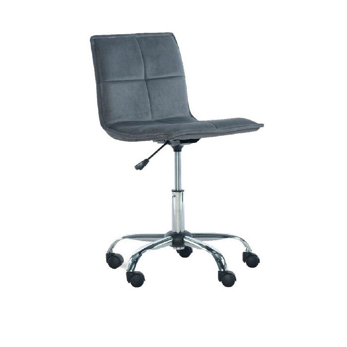 Tufted Fabric Upholstered Metal Frame Office Chair with Casters, Gray