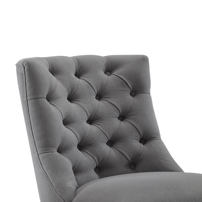 Button Tufted Fabric Upholstered Swivel Office Chair with Casters, Gray