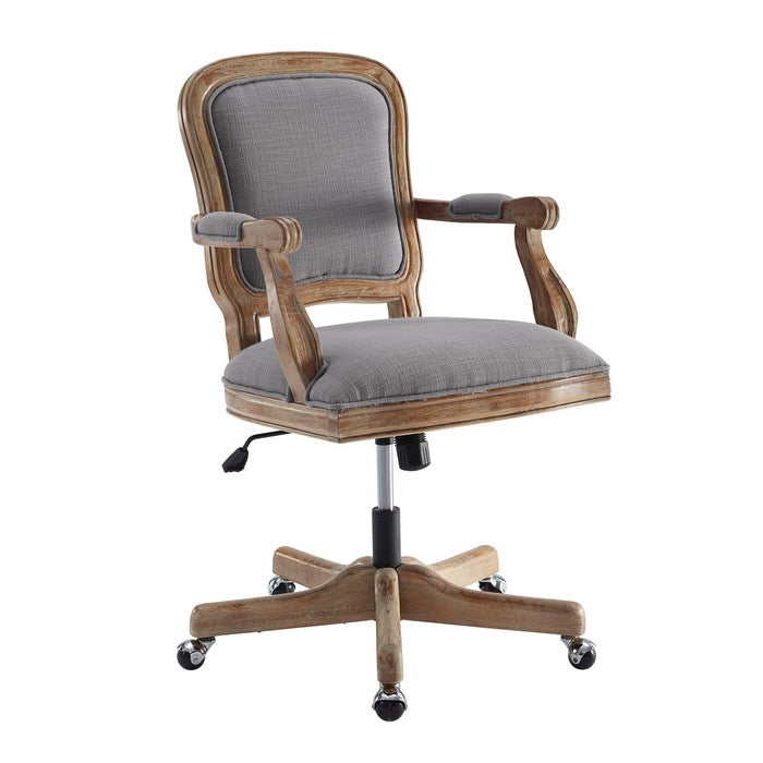 Fabric Upholstered Wooden Office Swivel Chair with Adjustable Height, Gray