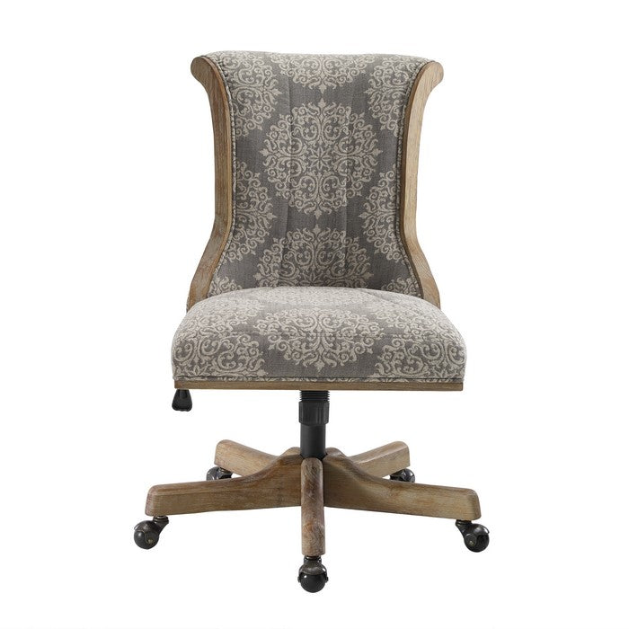 Jacquard Fabric Upholstered Swivel Office Chair with Casters, Gray