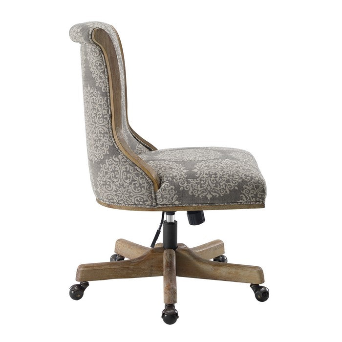 Jacquard Fabric Upholstered Swivel Office Chair with Casters, Gray
