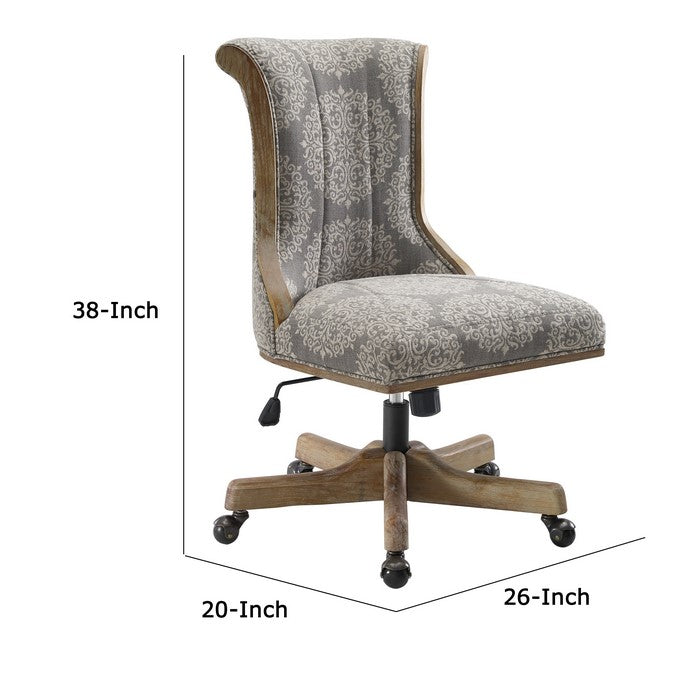 Jacquard Fabric Upholstered Swivel Office Chair with Casters, Gray