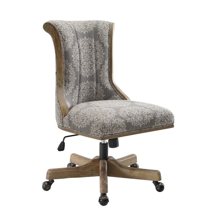 Jacquard Fabric Upholstered Swivel Office Chair with Casters, Gray