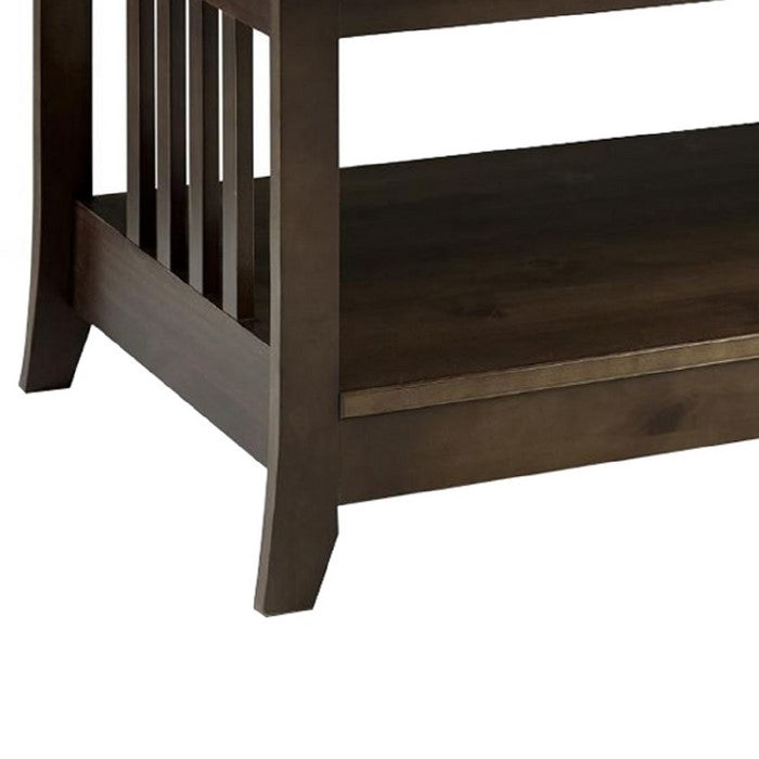 Rectangular Wooden Frame Coffee Table with Angled Legs and Open Shelf,Brown