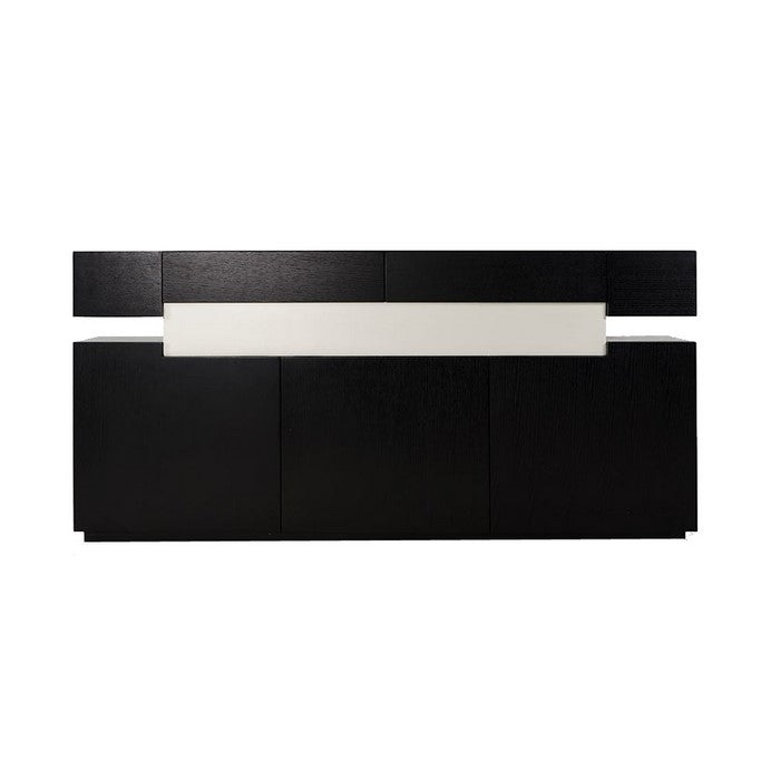 3 Door Buffet with 2 Upper Drawer and Floating Plinth Base, Black