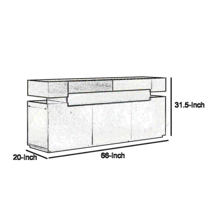 3 Door Buffet with 2 Upper Drawer and Floating Plinth Base, Black