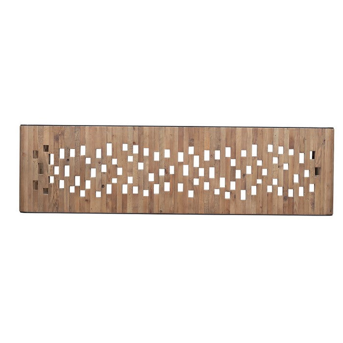 Upside U Shape Rectangular Top Console Table with Cut Outs, Natural Brown