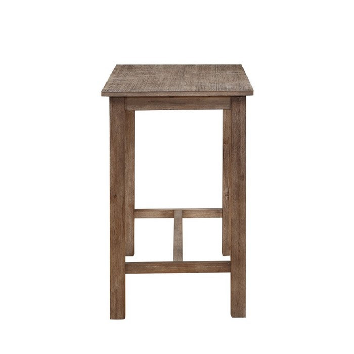 Rectangular Wooden Frame Pub Table with Trestle Base, Oak Brown
