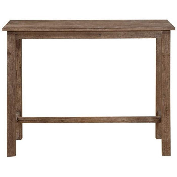 Rectangular Wooden Frame Pub Table with Trestle Base, Oak Brown